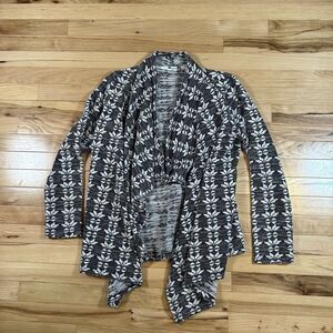 Kut From The Kloth Open Drape Cardigan L Blazer Jacket Black White Textured